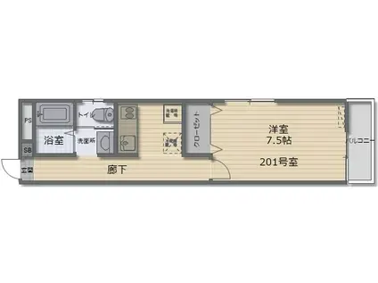 サンハウス大久保(1K/2階)の間取り写真