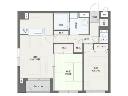 モントーレ春日原(2LDK/2階)の間取り写真