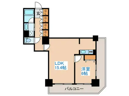PRIME URBAN札幌リバーフロント(1LDK/19階)の間取り写真