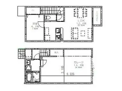 270ガレージ(1LDK/1階)の間取り写真