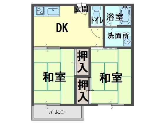 ハイツ ブルネン(2DK/1階)の間取り写真