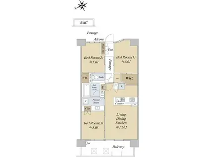 シティハウス吉祥寺北町(3LDK/5階)の間取り写真