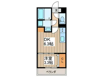 FUTUR MIRAKUMA(1DK/3階)の間取り写真