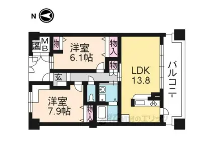 SQUARE SHA NO ICHI(2LDK/2階)の間取り写真