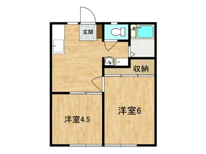 ニチエイハイツ(2K/1階)の間取り写真