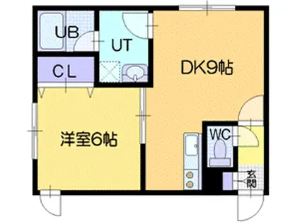 サンサーラ若葉(1LDK/2階)の間取り写真