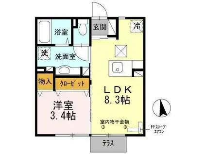 ヴィラ・モンテローザ(1LDK/1階)の間取り写真