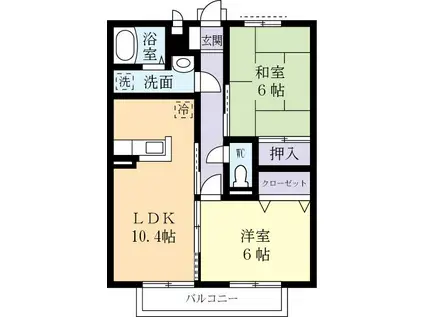 サンガーデン中村D(2LDK/2階)の間取り写真
