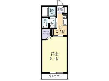 プランドールM(1K/1階)の間取り写真