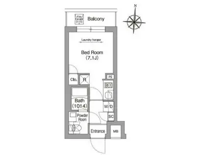 コンフォリア・リヴ南品川(ワンルーム/1階)の間取り写真