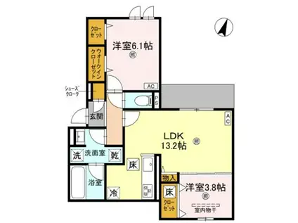 クラシスト苅田ウエスト(2LDK/1階)の間取り写真