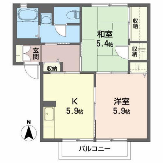 グランドゥールI(2K/2階)の間取り写真