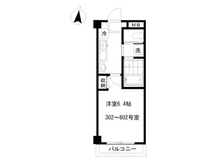 カパーラ鶴見(1K/6階)の間取り写真
