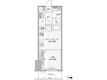 関寅ビル第10(1DK/4階)の間取り写真