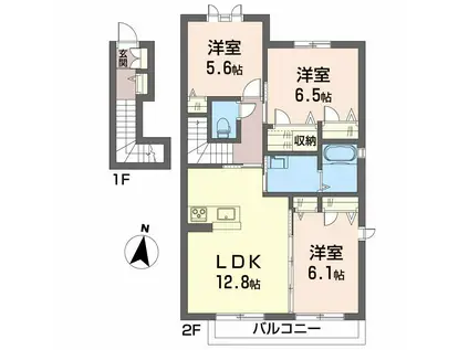 シャーメゾンブルームステージA棟(3LDK/2階)の間取り写真