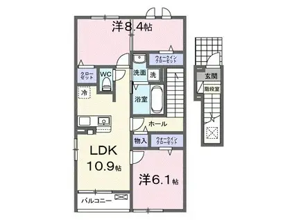 メゾン・レーヴ(2LDK/2階)の間取り写真