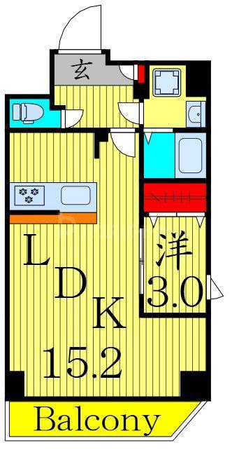 アルファコート谷在家(1LDK/7階)の間取り写真