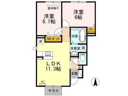 マイ ローズコートII(2LDK/1階)の間取り写真