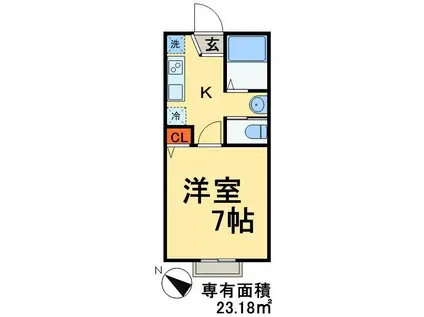 アネックスⅢ(1K/2階)の間取り写真