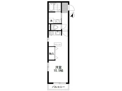 WHITE CLOUD(ワンルーム/2階)の間取り写真