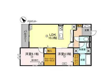 グリーンコート淡路(2LDK/3階)の間取り写真