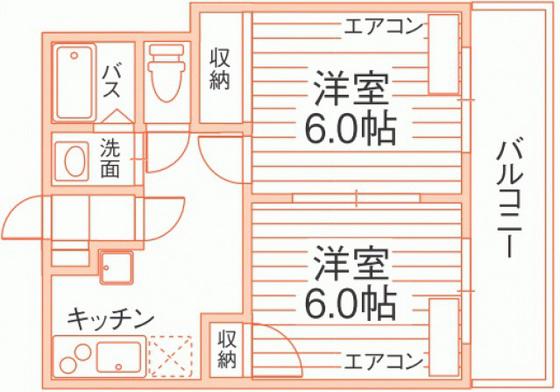 メゾン津島(2DK/1階)の間取り写真
