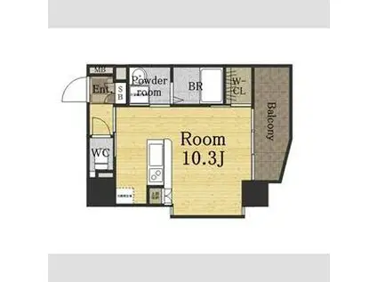 OAK彌榮 夕陽ヶ丘(ワンルーム/1階)の間取り写真