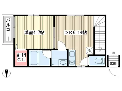 BELLE EQUIPE(1DK/2階)の間取り写真