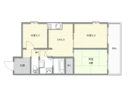 アルシュアベニール城野(3DK/10階)の間取り写真