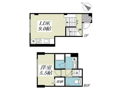 渋谷東一丁目集合(1LDK/1階)の間取り写真
