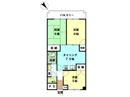 サンパーク三園(3DK/1階)の間取り写真