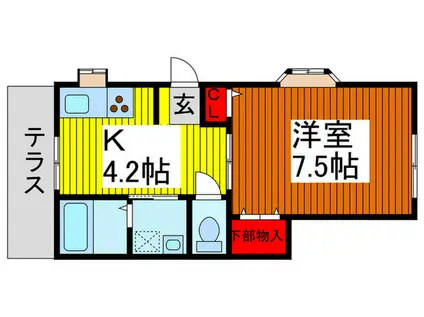 エターナルIII(1K/1階)の間取り写真