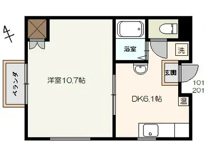 センチュリーパレス(1DK/1階)の間取り写真
