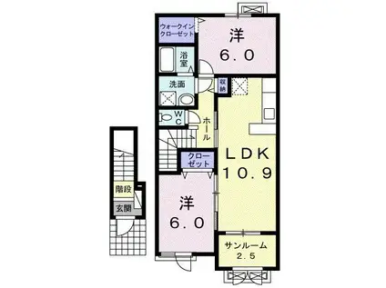 レがンス A(2LDK/2階)の間取り写真