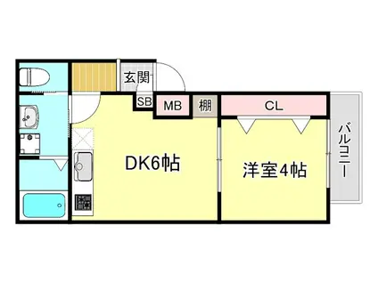 プランドール百万遍2ND(1DK/1階)の間取り写真