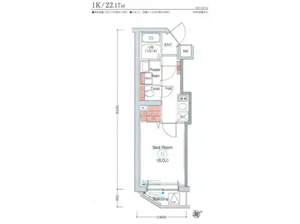 エストゥルースプラス川崎(1K/3階)の間取り写真