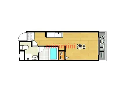 クオリア吹田(ワンルーム/2階)の間取り写真