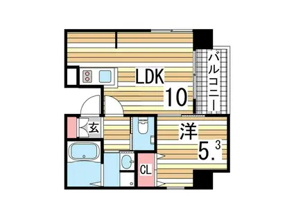 プレサンス三宮ディライト(1LDK/12階)の間取り写真