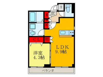 昭和エコタワーレジデンス(1LDK/1階)の間取り写真