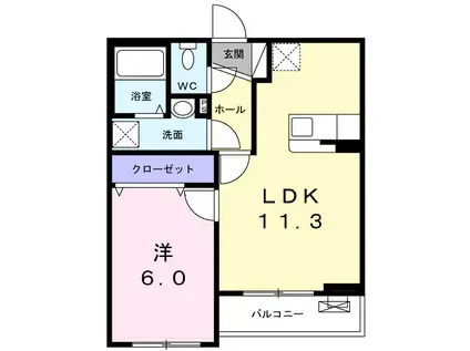 プリマヴェーラ和弘I(1LDK/2階)の間取り写真