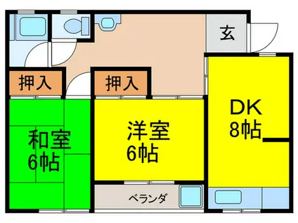 ミッチーマンション(2DK/2階)の間取り写真