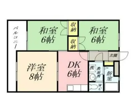 難波アパート(3DK/2階)の間取り写真