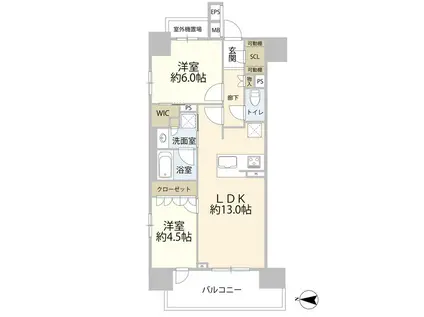 オープンレジデンシアTHE MID MARK(2LDK/4階)の間取り写真