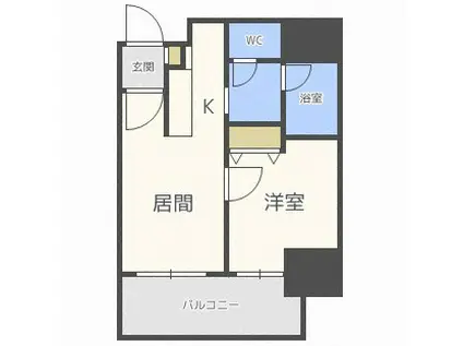 プライヴェル山鼻壱番館(1DK/2階)の間取り写真