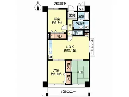 リーリオ江坂(3LDK/10階)の間取り写真