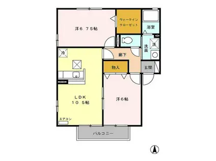 サニーウェルA・B(2LDK/1階)の間取り写真