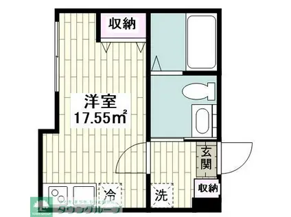 シエルブ三ツ沢ガーデン(1K/2階)の間取り写真