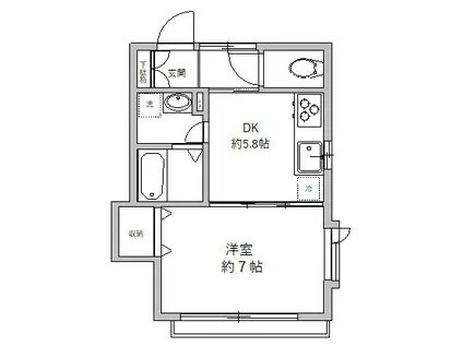 グリーングローヴ(1DK/2階)の間取り写真