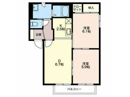 サニーコート花水木C(2DK/1階)の間取り写真
