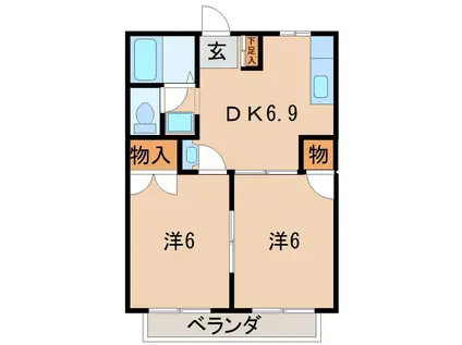 コスモスハイツIII(2DK/1階)の間取り写真